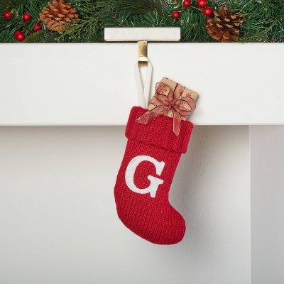 Letter G Knit Monogram Mini Stocking Red Wondershop Xmas Holiday Target 7" 