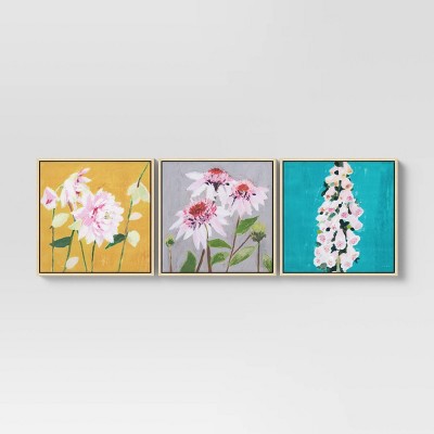 (Set of 3) 12" x 12" Floral Framed Wall Canvas - Threshold™