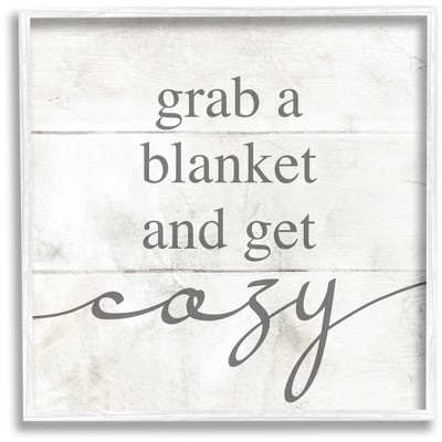 Stupell Industries Grab Blanket Get Cozy Phrase Framed Giclee Art