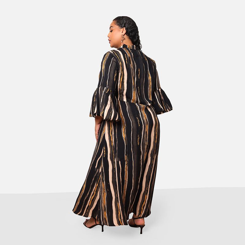 Rebdolls Women's Imelda Stripe Print Puff Sleeve Oversized Maxi Dress, 3 of 4