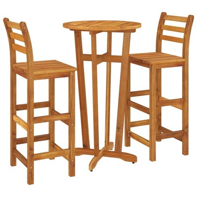 vidaXL Patio Dining Set 3 Piece, Outdoor Hightop Table and Chairs, Counter Height Desk, Pub Table Set for Porch Backyard, Farmhouse