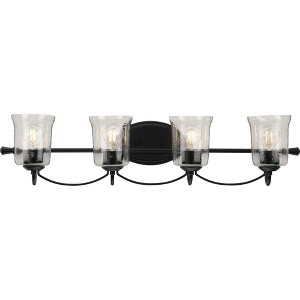 Progress Lighting Bowman 4-Light Bath Wall Light, Matte Black, Clear Glass Shades - 1 of 2