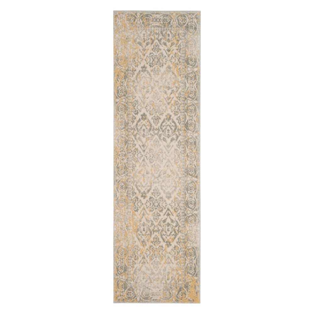 2'2inx7' Runner Medallion Loomed Ivory/Gray - Safavieh