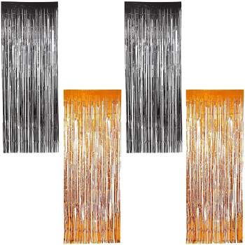 Blue Panda 4-Pack Halloween Party Decorations, Foil Fringe Door Curtains (2 Colors, 35 x 93 in)