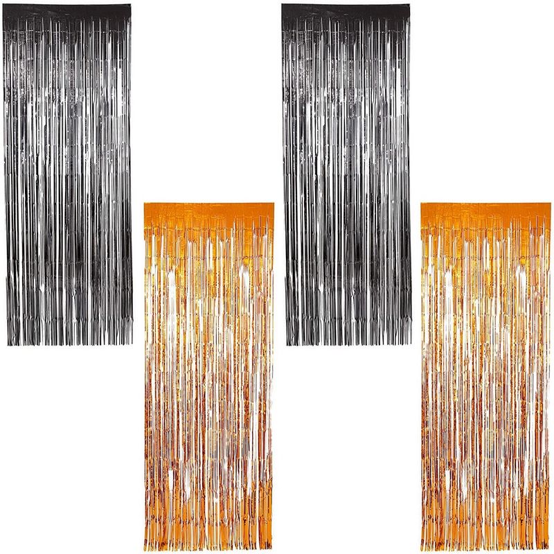 Blue Panda 4-Pack Halloween Party Decorations, Foil Fringe Door Curtains (2 Colors, 35 x 93 in), 1 of 9