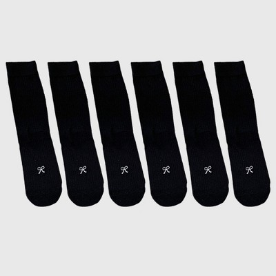 Alilang Women's Ribbed Ankle Socks with Bow Embroidery 6Pk