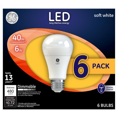 General Electric 40W LED Light Bulb Aline 6pack White