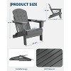 coucheta Folding Adirondack Chairs Set of 4 with 2 Side Table, HDPE Outdoor Chairs with Wood Texture, Weather Resistant for  Deck, Patio, Pool, Grey - 2 of 4