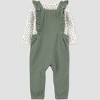Carter's Just One You® Baby Girls' 2pc Floral Long Sleeve Bodysuit and Ruffle Overalls Set - Green - 4 of 4