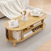 Hyleory 43.3" Coffee Table with Sliding Door, Modern Center Table Storage Shelf, Coffee Table Converts to Dining Table for Living Room, Office - 4 of 4