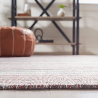 Handmade Red and Grey Synthetic Flat Woven Area Rug, 5' x 8'