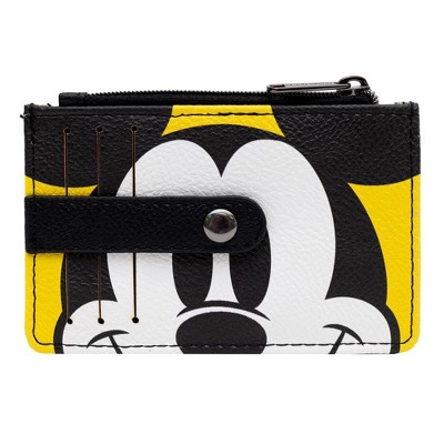 Disney Wallet, Wallet ID/Card Holder, Mickey Mouse Character Close Up Face, Yellow Red, Vegan Leather