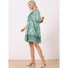 Allegra K Women's Boho Floral Print Summer Casual 3/4 Sleeve Loose Fit Beach Dress - 3 of 4