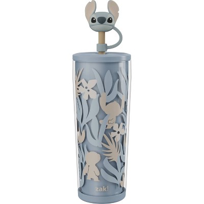 Zak Designs 25oz Double-Wall Plastic Straw Tumbler with Topper Disney Stitch