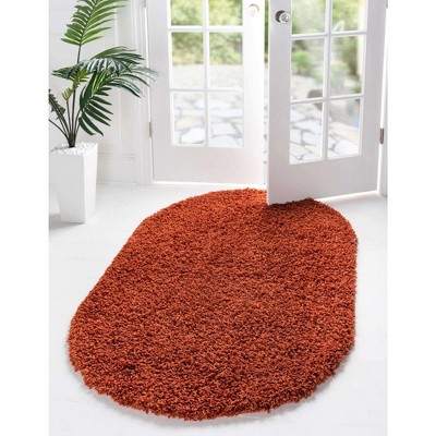 Unique Loom 5' 0 X 8' 0 Solid Shag Terracotta Area Rug : Target