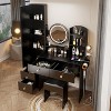 Gulches Mirror LED Vanity Table + Cushioned Stool, With 2 AC + 2 USB Power Station,17" diameter LED Mirror, Touch Control , Large desktop - 2 of 4