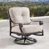2pk Aluminum Outdoor Deep Seating Swivel Rocking Club Chairs with Cushions - Copper/Tan - Oakland Living - 2 of 4