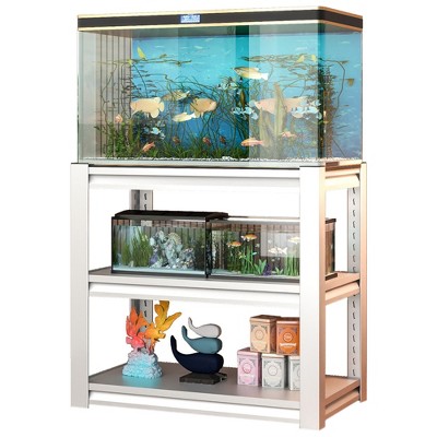 NicBex 31.5"H 3 Tier Metal Storage Shelves,20-30 Gallon Fish Tank Stand,Adjustable Storage Rack for Home Office