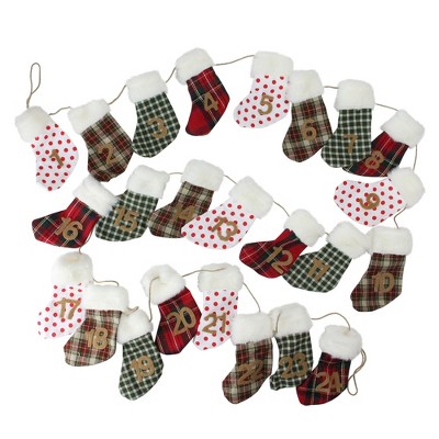 Northlight 8' x 8.25" Unlit Red/Green Advent Stocking Christmas Garland