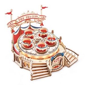 Hands Craft Electro Mechanical Wooden Puzzle Tilt-A-Whirl: Wood Craft Kit, Includes Light & Instructions, Ages 14+ - 1 of 4