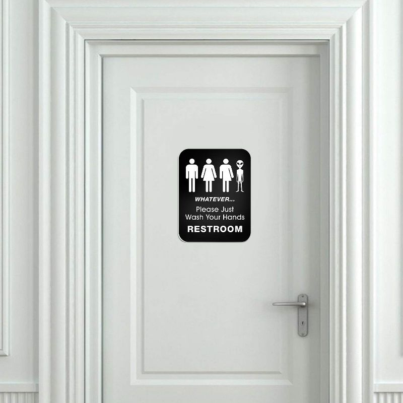 Funny Restroom Sign by Signs Authority Signs - All Gender Trans & Alien Wash Your Hands Please - 11.5"x8.75" Rigid PVC with Rope, 3 of 6