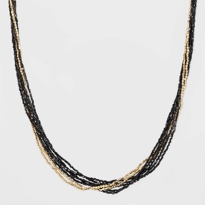 Multi Strand Seedbead Beaded Necklace - A New Day™ Black