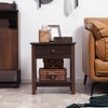 Aghana Digitals Dark Brown Vintage End Table with Drawer & Shelves - Compact Storage Side Table for - 4 of 4