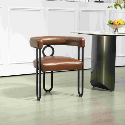 CAVINAS PU/Chenille Fabric Upholstered Accent Chair with Metal Legs and Cushion,Modern Upholstered Armchair for Living Room