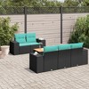 vidaXL 6 Piece Patio Sofa Set with Cushions Black and Blue Poly Rattan - 2 of 4