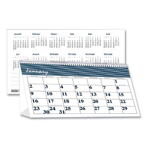 Bar Harbor Recycled Desk Tent Monthly Calendar, 7 x 4.25, White/Blue Sheets, 12-Month (Jan to Dec): 2025 - 1 of 3