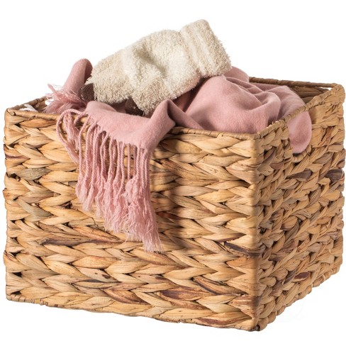 Juvale 2 Pack Small Rectangular Wicker Baskets For Shelves, 6 Inch Wide  Hand Woven Water Hyacinth Baskets : Target