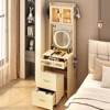 SEVOBAL Vanity Tables Compact Large Mirror Ample Storage and Hidden Stool for Bedroom, Natural Rattan Accent, 44.88"*24.4"*8.66" - 3 of 4