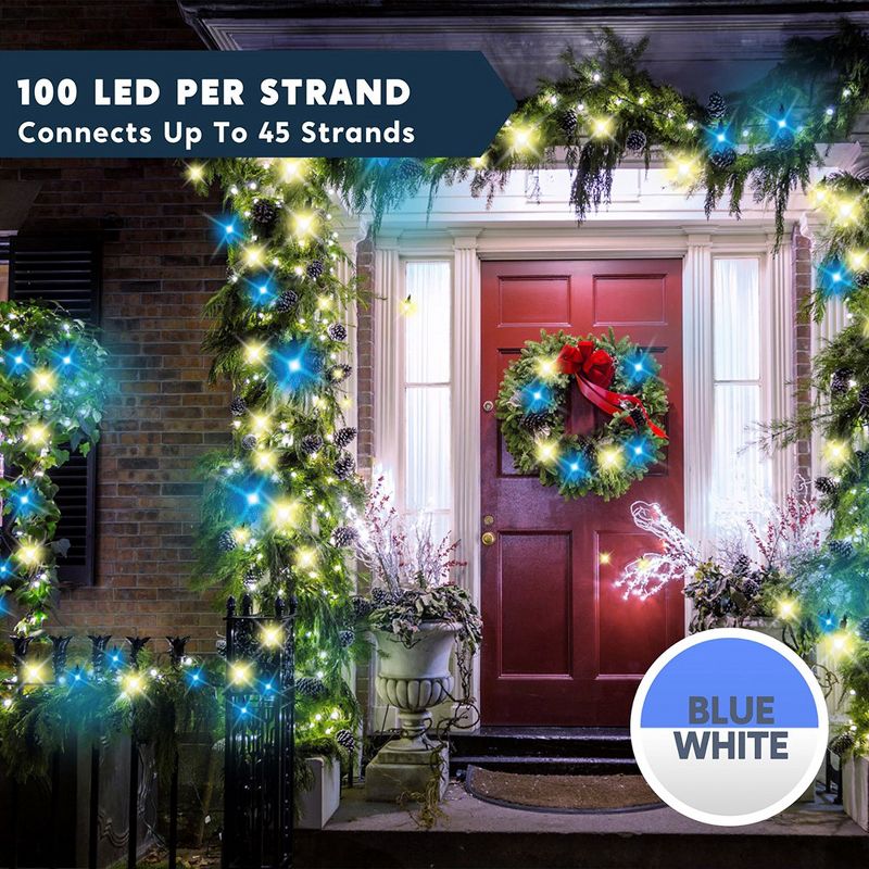 Joiedomi 200(2x100) LED Christmas Lights Blue&White, 4 of 9