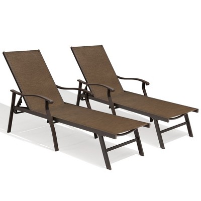 Crestlive Products Outdoor Recliner All Weather Aluminum Adjustable Chaise Lounge Chair with Arms