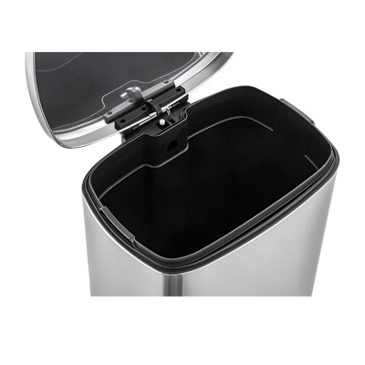 50L Silver Stainless Steel Rectangular Step-On Trash Can