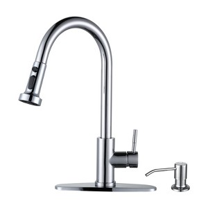 WOWOW Stainless Steel Pull-Down Kitchen Faucet - 500mL Soap Dispenser - 1 of 4