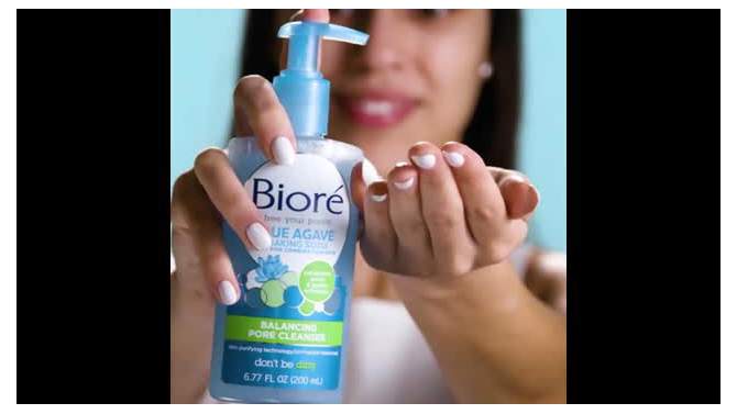 Biore Blue Agave + Baking Soda Balancing Pore Combination Skin Cleanser, Gently Exfoliates Skin - Fresh - 6.77 fl oz, 2 of 10, play video