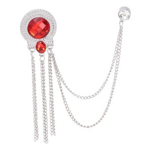 Unique Bargains Bouquet Coat Hat Bag Hanging Fashion Round Gem Tassel Chain Brooch Pins 1 Pc - 1 of 4