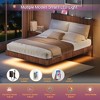 Queen Size Wooden Platform Bed with Charging Station and LED Lights for Bedroom or Apartment - 3 of 4