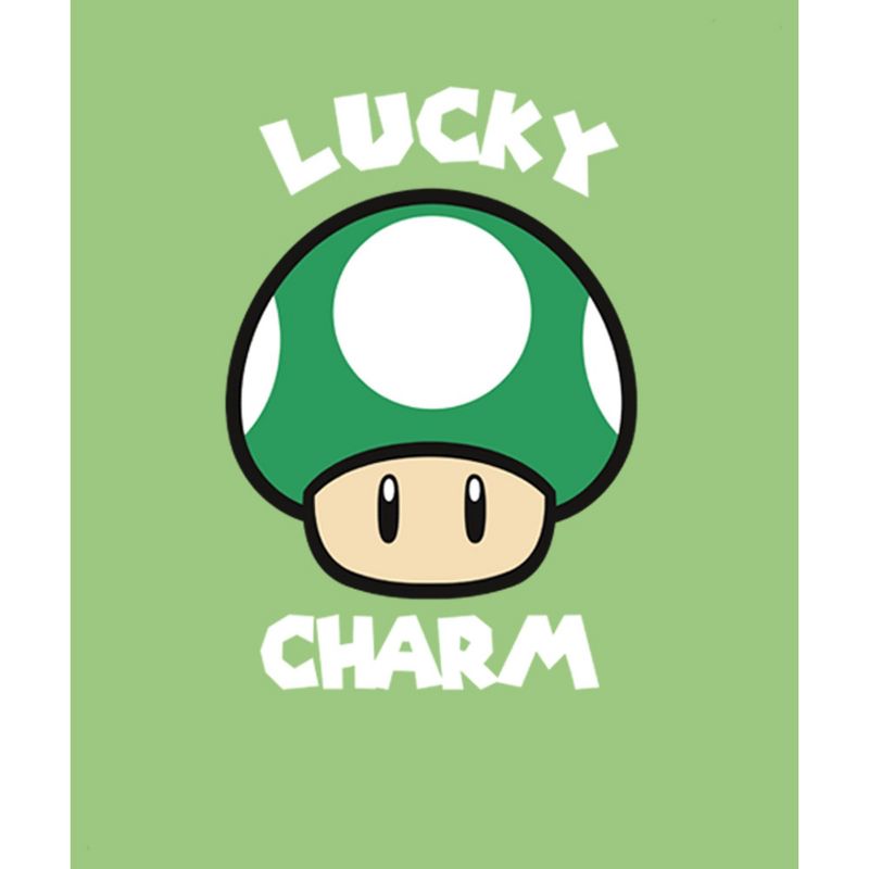 Girl's Nintendo Super Mario St. Patrick's Day Extra Life Mushroom Lucky Charm T-Shirt, 2 of 5