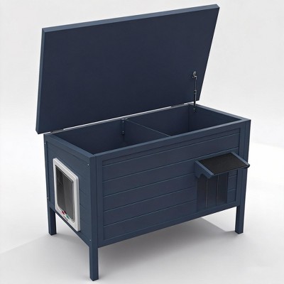 Fortune Candy 34.25'' Wooden Indoor-Outdoor Insulated Cat House with Raised Base, Spacious Indoor Area for All-Season Use