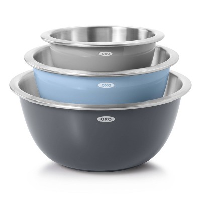 3pc Insulated Stainless Steel Mixing Bowl Set - Gray