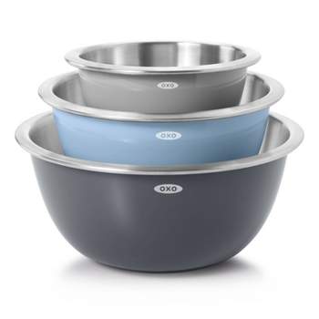 Chef Pomodoro Mixing Bowls with Lids, Stainless Steel Bowl Set, Non-Slip Silicone Base, Mixing Bowl Set - 3 Piece (1.5 qt, 3 qt, 5 qt), Bowls for