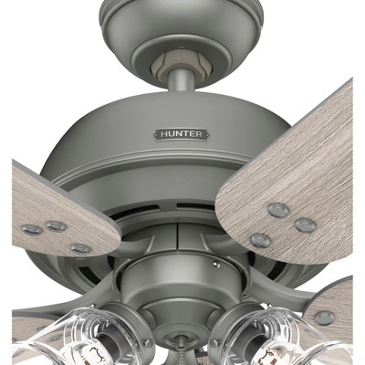 Matte Silver 52" Ceiling Fan with Light Kit and Reversible Blades