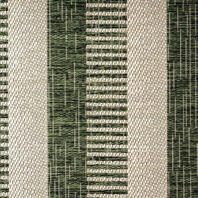 Light Green/Ivory Striped Synthetic 8' x 10' Indoor/Outdoor Rug