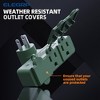 ELEGRP 3 Prong Weatherproof 3-Outlet Extender Adapter, Heavy Duty Triple Grounding Outlet Power Extender with Dust proof Cover, ETL Listed, Green 2PC - 3 of 4