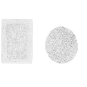 Edge Bath Rug 100% Premium Cotton Ultra-soft Water Absorbent Tufted Solid Reversible 2 Piece Bathroom Rug Set For Machine Washable Bathmat - 1 of 4