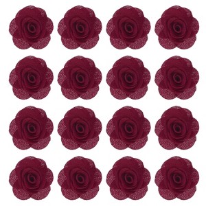 Unique Bargains Silk Alloy Created Camellia Flower Lapel Pin for Men Suit 2 x 1.3 inch 16 Pcs - 1 of 4