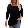 Women's 3/4 Sleeve Button Dressy Blouse Casual Round Neck Tops Summer Outfits Beach Plus Size Flowy Spring Shirt - 2 of 4