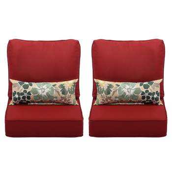 Aoodor 23'' x 26'' Outdoor Deep Seat Chair Cushion Set (Set of 2 Seats, 2 Backs, 2 Pillows)